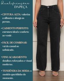 Women's Wide Leg Jeans, Marbled Pattern, Thick Premium Fabric, 100% Denim - 燧石 - 查看 8