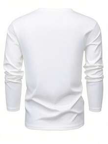 3pcs Men's Solid Color Crew Neck Long Sleeve T-Shirts, Spring/Autumn Daily Versatile Base Layer Tops - White - View 4