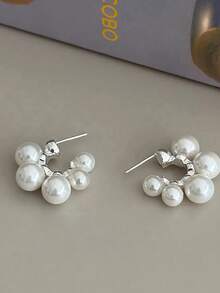 2pcs Vintage French Faux Pearl Earrings, Fashionable Uncommon Style All-Match Ear Jewelry Ideal For Daily Wear Elegant Halloween
