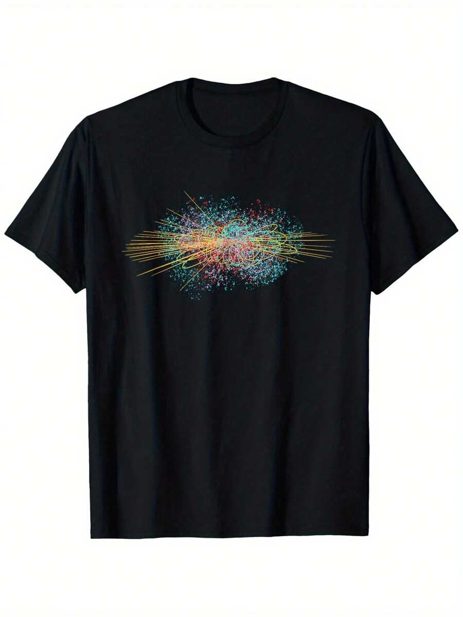 Higgs Boson Particle Quantum Gift, Cool Physics Enthusiast T-Shirt, 100%, Heavy-Duty T-Shirt, Suitable For Both Men And Women, Black Crew Neck Short Sleeve, Available In Sizes S-XXXL, Regular Fit Cool T-Shirt Mother's Day Father's Day Independence Day 4th Of July T-Shirt For Men, Casual Holiday Celebration Graphic Tee, Family Gathering Outfit, Seasonal Everyday Wear - 黑色 - 查看 1