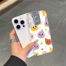 CLEAR  CASE Cute Blob Characters With Happy Faces On White BackgroundCompatible With  11 To  17 Models The Cases Lens Protection Function Ensures The Camera Remains Undamaged During Shooting  Guaranteeing Image Quality - Clear - View 4