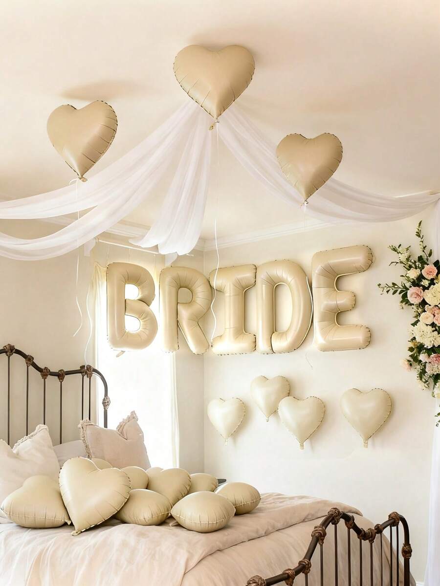 kumozawa 40 Inch Large Cream "BRIDE" Letter Balloon - Foil Balloon, Suitable For Wedding, Valentine's Day And Anniversary Party Decoration - Elegant And Festive Room Decor, Wedding Decoration - Milky White - View 1