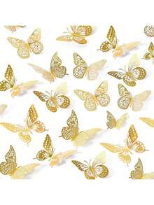 3D Wall Decor 48 Pcs 4 Styles 3 Sizes Gold Decorations Birthday And Party Celebrations Removable Stickers - 48件黃金 - 查看 1