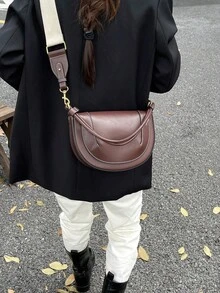 Túi đeo chéo nữ màu đỏ tía mới mùa thu của ZA, với đường chỉ khâu tương phản, quai xách phía trên và thiết kế cứng cáp, có nắp gập. - Cà phê - Xem 9