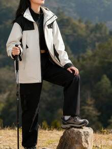 Colorblock    Casual  Elegant    Zipper  Pocket    Home - trắng - Xem 4