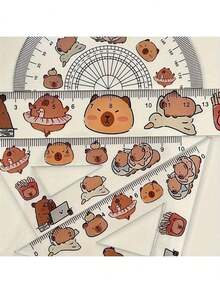 4 Pieces/Set, Plastic Transparent Capybara Ruler, Set Of Rulers Testing And Drawing, Plastic Transparent Ruler And Ruler, School Supplies, Kawaii Stationery - 4-piece Set - View 6