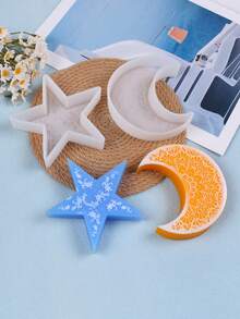 1pc Moon & Star Silicone Mold, Cake Mold, Silicone Moon Chocolate Mold, Festival Cake Mold, - White - View 1