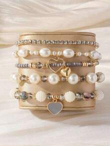 Beaded Bracelets, Fashion Multilayer Wrist Bracelet Set For Women - Nhiều màu - Xem 5