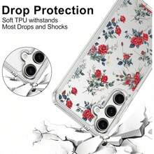 Transparente Fundas Para Iphone Compatible Con IPhone 16/15/14/13/12/11, Galaxy S25/S24/S23/A56/A55/A54/A Series, OPPO RENO12PRO/RENO11/5/7/A5PRO/A Series, Honor Play Series, /Redmi, Diseño Con Rosas Rojas Románticas, Funda Suave Creativa Y Premium, Resistente Al Agua, A Los Golpes Y A Los Arañazos - transparente - Ver 4