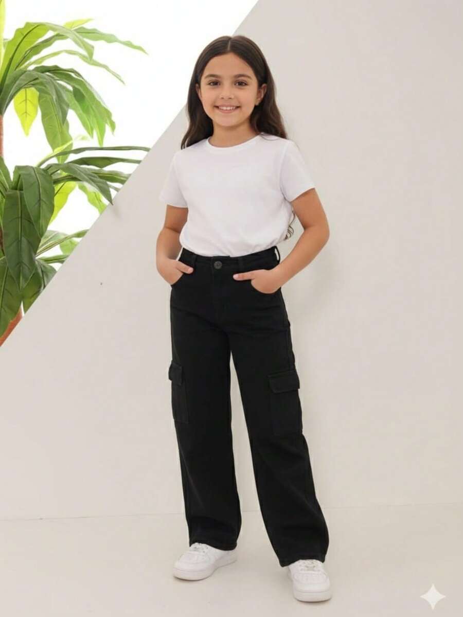 Wide Leg Cargo Juvenile - màu đen - Xem 1