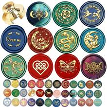 CYFUN DESIGN 1入組25mm鳳凰/蜜蜂/鳥/蘑菇/花/翅膀/蝴蝶結蠟封印章,可拆式圓形黃銅頭,無手把,適用於裝飾,賀卡,信封,酒瓶包裝,筆記本,香水瓶 - 金色 - 查看 1