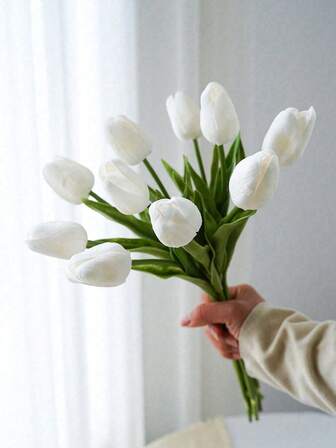 15 st realistiska konstgjorda tulpaner, naturtrogna texturer, lämpliga för heminredning, bröllopsbuketter, mors dag, konstgjorda växter, vårdekorationer, rum, kontorsskrivbord, trädgårdsdekorationer, köksdekorationer, presenter