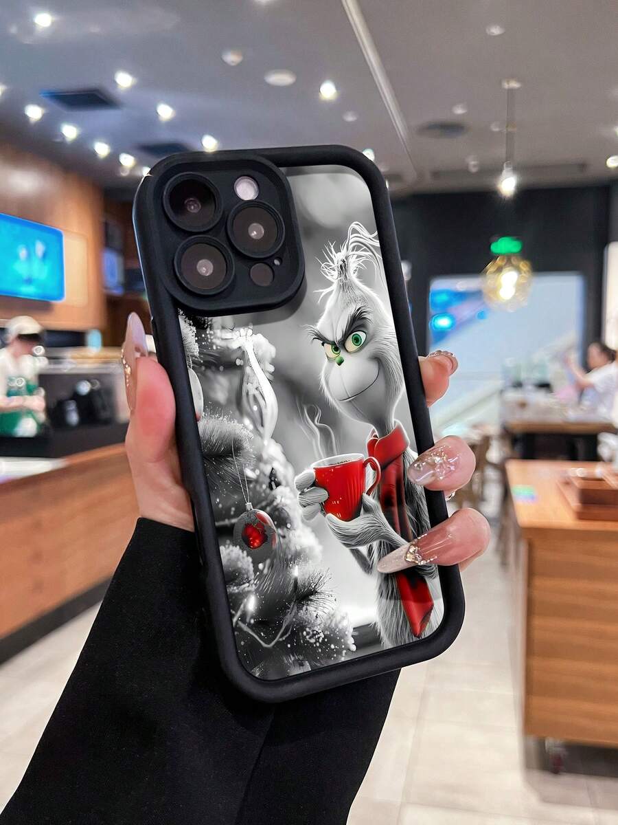 Funda para teléfono con diseño del tomando chocolate caliente. Compatible con teléfonos , 17, 16 Pro Max, 15 Pro Max, 13 y 12. Fabricada en TPU, ofrece protección contra golpes y caídas. Un regalo ideal para familiares y amigos en invierno y otras ocasiones especiales. - Negro - Ver 1