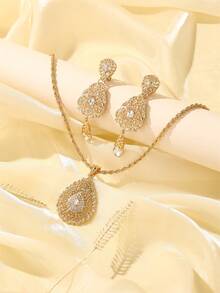 1 Set de Joyería de Moda para Mujer - Collar, Aretes, Broche Conjunto de 3 Piezas, Traje de Boda para Mujer, Accesorios para Vestido de Fiesta, Accesorios para Bata de Mujer - Multicolor - Ver 13