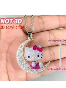 SANRIO 1件装2D项链 - 可爱粉色连衣裙搭配心形吊坠，日常或派对饰品，女孩生日/情人节礼物 - 官方配饰，时尚饰品，闪亮水钻，吊坠，可爱魅力，卡哇伊爱好者 - 彩色 - 查看 5