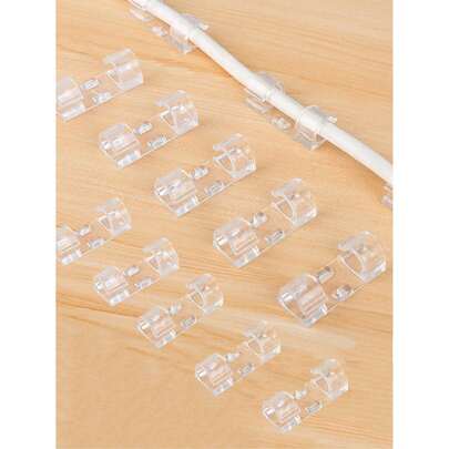 20/40个装自粘式线缆夹整理器，透明粘性线缆夹，用于线缆管理，适用于电视线缆、桌面、家庭和办公室。