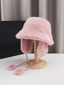 1pc Women's Accessory - Winter Ear Warmer Hat, Faux Fur Lined Fisherman Beanie, Warm And Windproof For Outdoor, Faux Fur Wide Brim Bucket Hat, Suitable For Daily Wear Women Winter Clothes - A - View 13