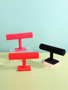 1pc T-Bar Bracelet Display Stand, Velvet Watch Bracelet Display Rack, Necklace Jewelry Display Holder, High-Quality Velvet Watch Stand, Necklace Bracelet Pendant Storage Organizer, Multifunctional Desktop Storage For Home, Ideal For Christmas, Thanksgiving, New Year, Mother's Day Gifts, Back To School Essentials, New Year Gifts - Multicolor - View 7