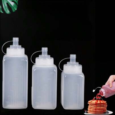 1pc Square Pointed Nozzle Plastic Squeeze Bottle Large Diameter Squeeze Bottle Jam Bottle Oil Pot Sauce Pot Commercial Kitchen Seasoning Bottle