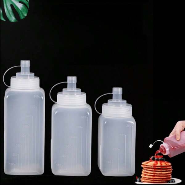 1 pièce Bouteille de plastique à buse carrée pointue, grande bouteille de pressage, pot de confiture, pot d'huile, pot de sauce, bouteille d'assaisonnement pour cuisine commerciale