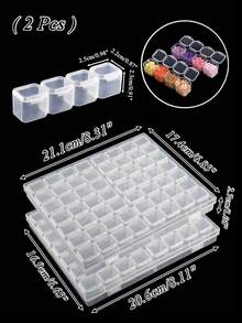 1/2 Pcs 28/56 Grids Clear Painting Storage Box, Fake Nail Storage Box, Nail Art Tool Jewelry Storage Box Empty Clear Nail Art Decoration Plastic Display Case Organizer For Nail Accessory, Earrings, Necklaces Rings Jewelry Beads