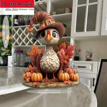 1 set Statue plate en acrylique 2D de dinde avec éléments de citrouille, style bohème - Décoration de bureau thème amitié convenant à diverses pièces, collection automne, cadeau idéal pour la Thanksgiving pour la famille, les amis, les partenaires - Aucune alimentation électrique requise