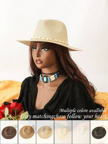 1pc Casual Straw Textured Sun Hat, Suitable For Spring, Summer, Autumn, Versatile Casual Work Holiday - Teardrop Hat - View 13