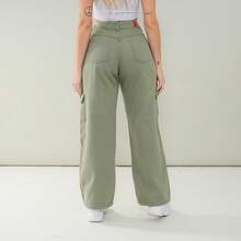 Youth Wide Leg Cargo Pants - màu xanh lá - Xem 2