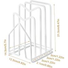 SUNFCON Cutting Board Rack Chopping Board Organizer Pot Pan Lids Holder Thin Bakeware Baking Tray Drying Display Stand Kitchen Countertop Cupboards Cabinet Office Sturdy Metal 4.92x5.7x8.47 In.White - 1PackWhite - View 3