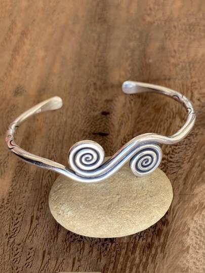 1 pieza Brazalete vintage bohemio de espiral retorcida, accesorio cotidiano para mujer, versátil para uso diario, joyería de pareja