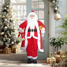 Papai Noel de pé HOMCOM de 1,15 m com presente e sino de Natal para uso interno, vermelho