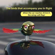 1件装潮流骑行伴侣鸟装饰品，扑扇翅膀的鸟形摆件，动物汽车装饰，不含电池或电子元件。骑行伴侣鸟，情感珍贵的动物装饰品 - 彩色 - 查看 3