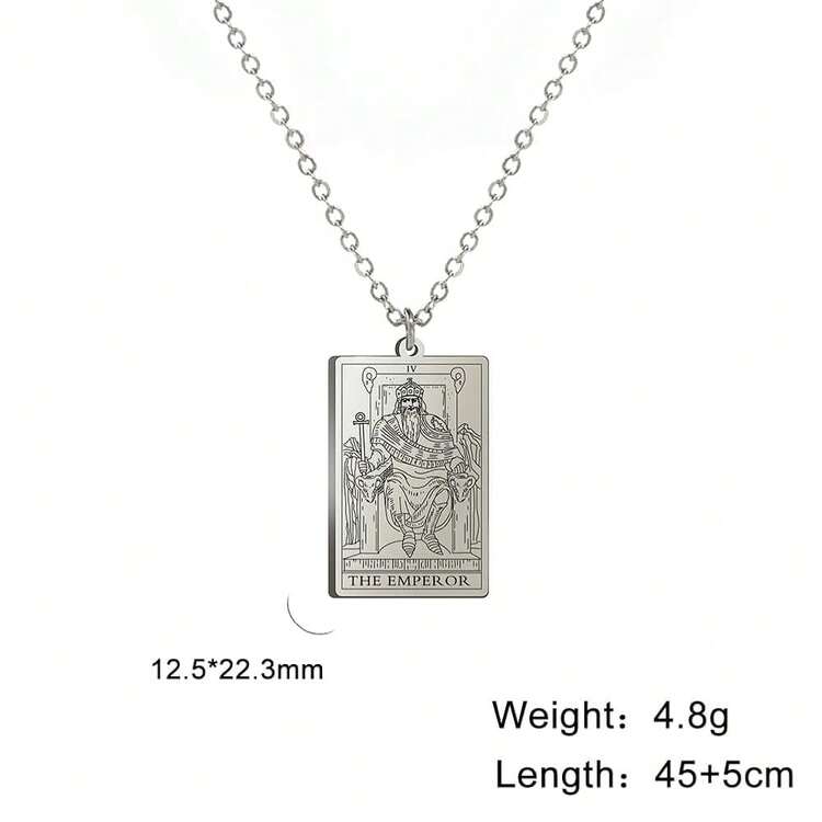 TEAMER Stainless Steel Tarot Cards Necklace Vintage Tarot Jewelry Good Luck Amulet Pendants For Women{Inchcolor_nameinch:InchSilver-THEEMPERORinch} - Silver-THEEMPEROR - Xem 8