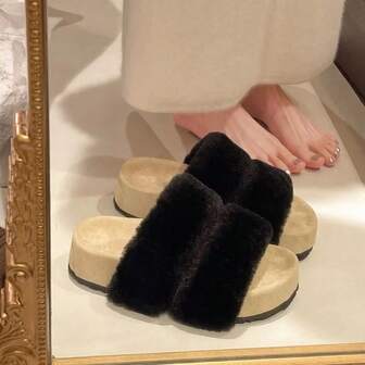 Women's Fluffy House Slippers, Plush Outdoor Slippers, New 2025 Model, High-End Feel