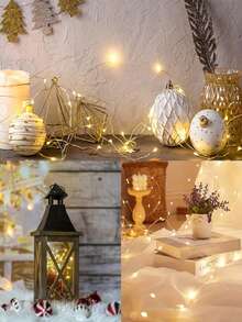 Luces de hadas con pilas, luces LED de mini cadena, luces parpadeantes de alambre de cobre, luces de luciérnagas y estrelladas para tarros de albañil, bodas, fiestas, centros de mesa y decoraciones navideñas. Luces de hadas LED, cadena de alambre plateado de 100 cm/300 cm para dormitorio, boda, tarros de albañil, manualidades DIY, corona de Navidad y decoraciones de fiesta - Multicolor - Ver 3