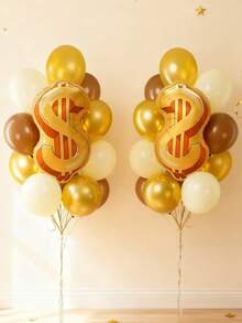 2/16 piezas Conjunto de globos con símbolo de dólar, globos de látex metálicos dorados, caqui e marfil de 10 pulgadas reutilizables para decoración de cumpleaños, globos de fiesta con tema de dólar, fiesta de cumpleaños con tema de dinero, fiesta de casino, baby shower, fiesta de Las Vegas, graduación, fiesta con tema de dinero divertido, decoración de fondo interior de banco - Multicolor - Ver 6