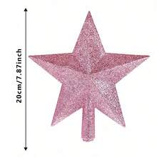 4pcs Cute Christmas Tree Topper Star Ornaments, Colors: Pink, Gold, Silver, Red - Pink Christmas Tree Top Five-pointed Star - View 12