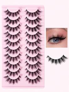 MAGEFY Zestaw 10 par puszystych sztucznych rzęs 3D – kocie oko i naturalny wygląd, bardzo grube 0,07 mm, skręt C i D, długość 13-15 mm, przyjazne dla początkujących, wielokrotnego użytku sztuczne rzęsy, zestaw naturalnych sztucznych rzęs, wakacje na plaży, wyjazd kempingowy, wesele i codzienne spotkanie w klubie