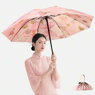 1把防水双层防紫外线伞 - 耐用、防水、防风，时尚黑色涂层