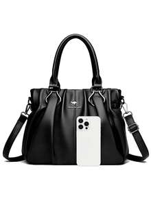 LUYIAIXI 2025 Jesień/Zima Nowa Moda Damska Retro Plisowana Duża Pojemność Torba na Jedno Ramię - Czarne - Zobacz 10