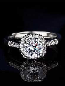 4 piezas/set lujo forma cuadrada con diamante de imitación incrustado Collar , Pendientes , Set de anillo , adecuado para fiesta & Vestido de vestir Accesorio - Blanco - Ver 3