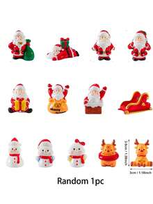 13 قطعة من تماثيل الراتنج المصغرة لعيد الميلاد، مجموعة زينة عيد الميلاد المصغرة تشمل بابا نويل وغزلان ورجل الثلج، تماثيل عيد الميلاد المصغرة للحرف اليدوية وديكور الحديقة والبيت الدمى والبونساي والمناظر الطبيعية الشتوية الصغيرة (بأنماط عشوائية)