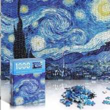 1000 Piece Adult Jigsaw Puzzle, Paper Oil Painting Van Gogh Starry Night, Intellectual Puzzle Toy Gift For Stress Relief