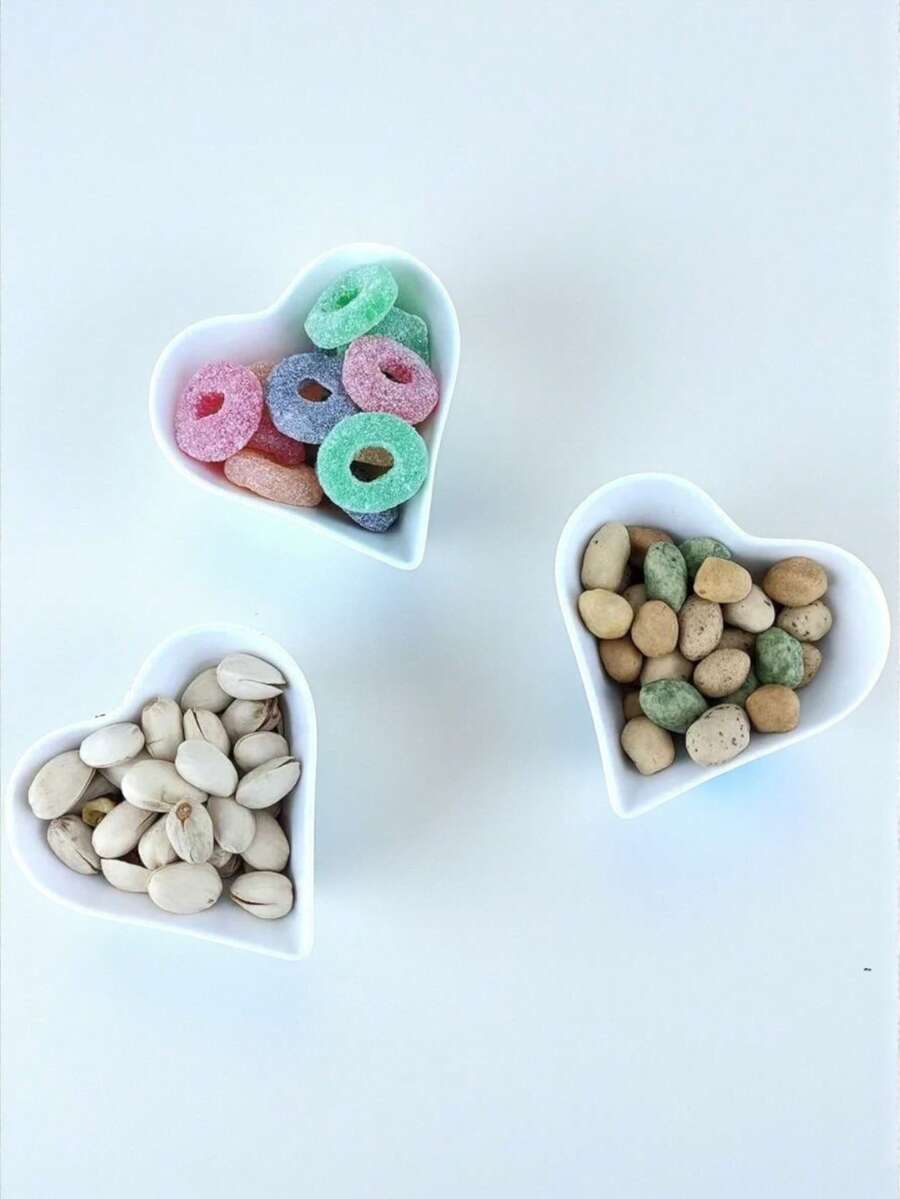 Juego de cuencos de porcelana blanca con formas diferentes de porcelana de 3 piezas c/u - Corazón - Ver 1