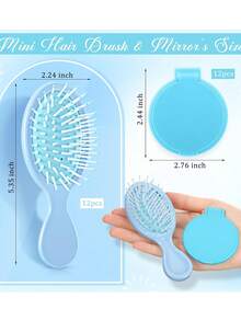 2/6/12/24 Pcs Mini Hair Brush Set, 12 Pcs Travel Wet & Dry Hair Comb, Pocket Smooth, 12 Pcs Compact Folding Makeup Mirror, Suitable For Spa, Overnight, Birthday, Bridal, Bachelorette, Christmas Party Gifts (Blue, Purple, Pink, Black) - Multicolor - View 9