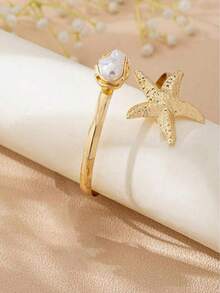 1件女士时尚新款海星手链，开口巴洛克珍珠风格手链，适合海滩、派对、婚礼、度假、音乐节等场合，可作为礼物。 - 手臂手鐲 - 查看 6