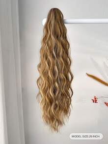 爪形马尾辫接发配件 26 英寸勃艮第自然波浪耐热纤维合成马尾辫发片，适合女性圣诞节、万圣节派对和日常使用 - 彩色 - 查看 6