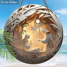 Đồ trang trí Giáng sinh bằng gỗ hình Chúa giáng sinh - Đồ trang trí treo ngày lễ cắt laser 3D, không cần nguồn điện, đồ trang trí Giáng sinh đa năng và ngày lễ, mặt dây chuyền bằng gỗ cho gia đình, sân vườn, đồ dùng tiệc tùng - 1 chiếc - Nhiều màu - Xem 7