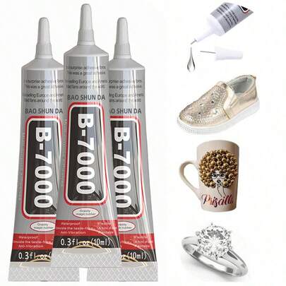 B7000 Clear Jewelry Glue, Waterproof Flexible Adhesive With Fine Tip For Metal, Glass, Fabric, Rhinestones, Phone & Shoe Repair, DIY Crafts And Jewelry Making.