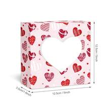 8pcs Heart-Shaped Baking Gift Boxes, Pink Heart LOVE Square Window Gift Boxes With Gift Card And Rope, Dessert Gift Containers, Suitable For Wedding, Fashion Princess - Multicolor - View 2